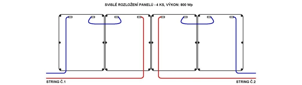 Svislé rozložení 4 panelů, wiring diagram